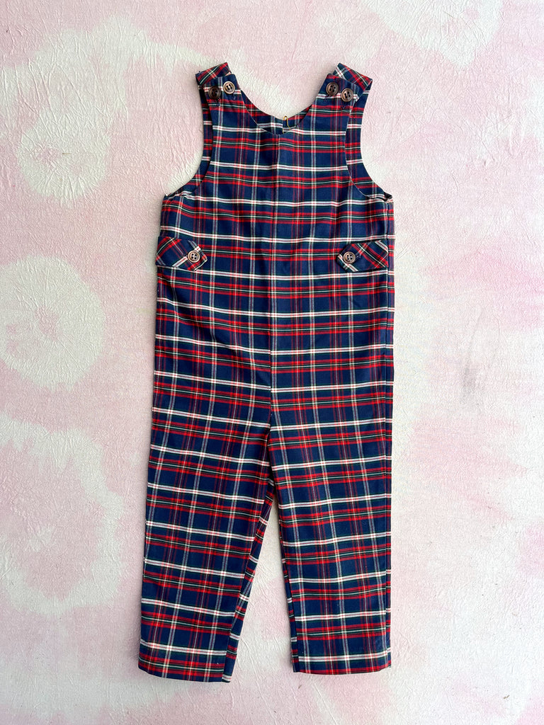 70s TARTAN COVERALLS - RED/BLUE CHECK - 2-3 YEARS