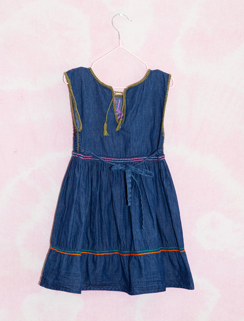 joey rainbow kids vintage chambray Mexican artisan embroidered dress