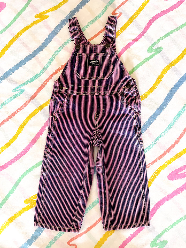 VINTAGE OSHKOSH PURPLE PIN STRIPE OVERALLS - SIZE 2