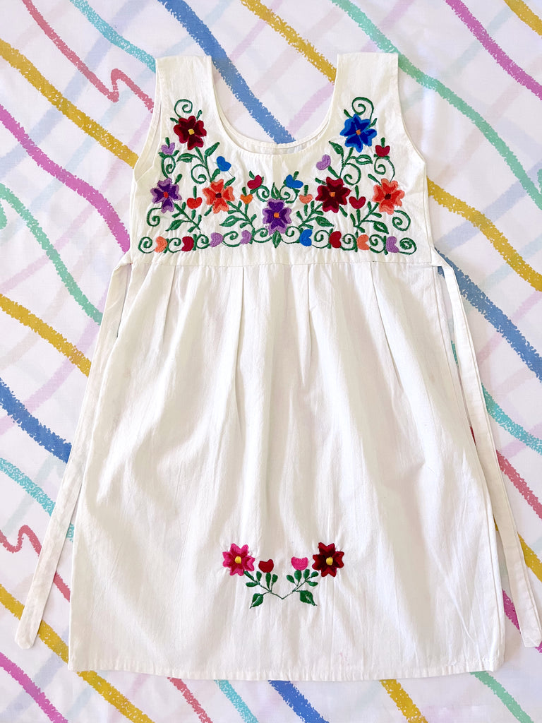 MEXI DRESS - WHITE/RAINBOW - 4-6 YEARS