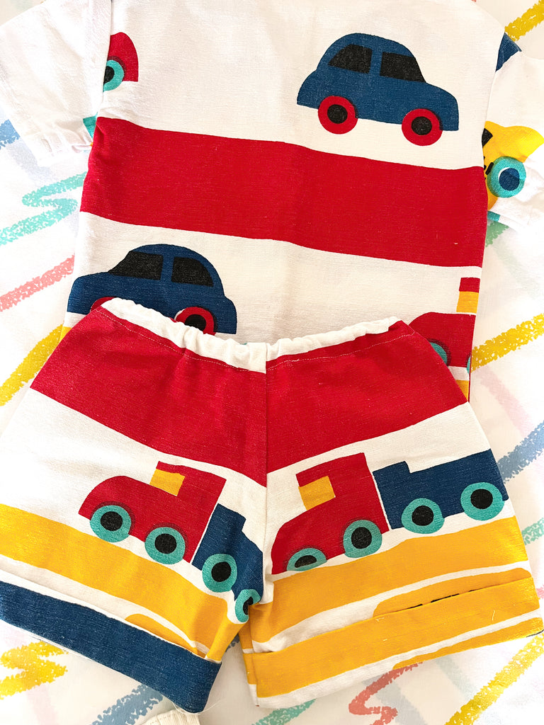 VINTAGE FABRIC HANDMADE SET - CARS AND TRUCKS - SIZE 5