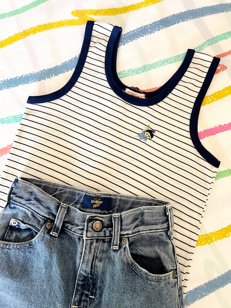 VINTAGE PIN STRIPE TANK TOP - SIZE 7