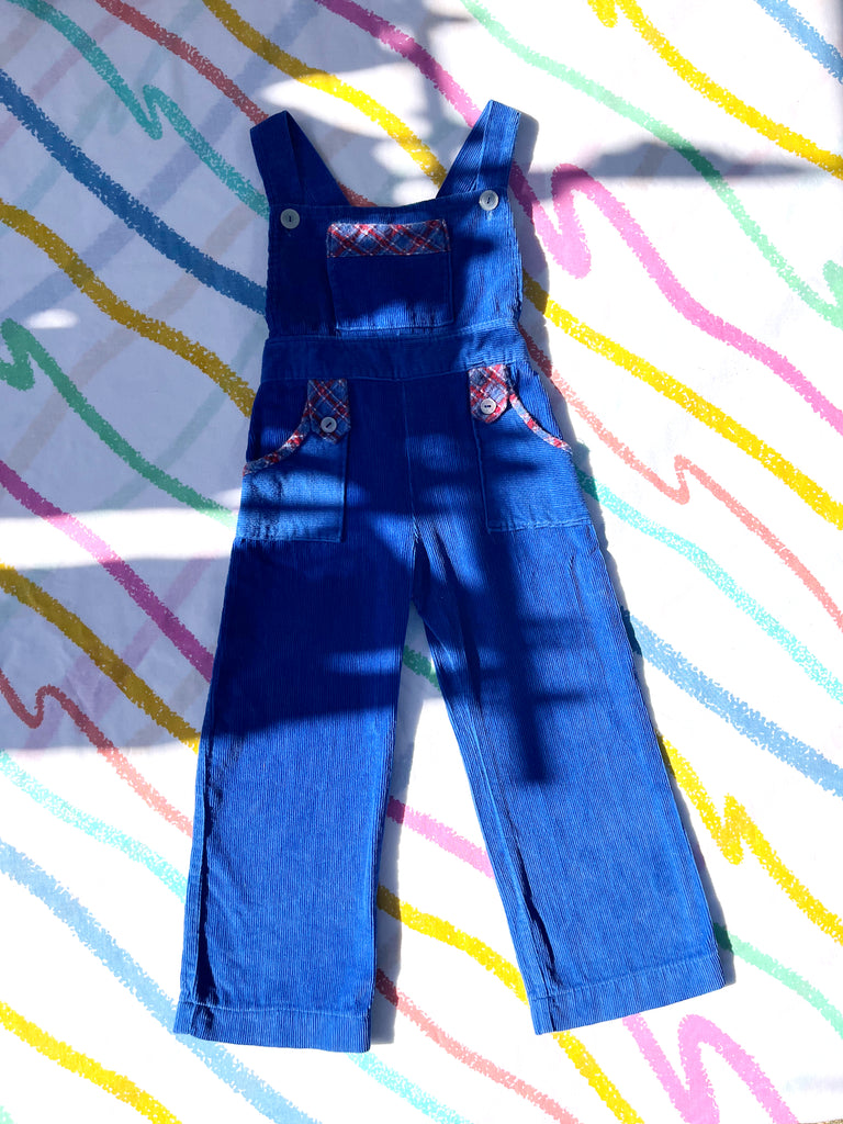 VINTAGE CORD OVERALLS - YVES KLEIN BLUE  - 1-2 YEARS