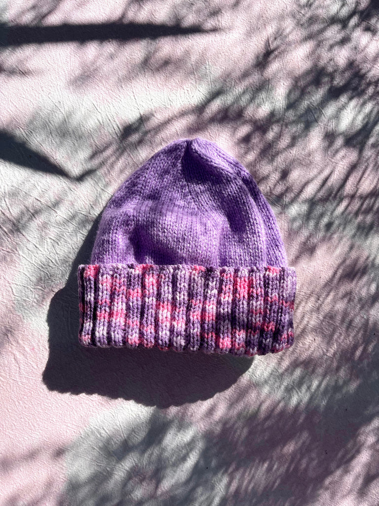 HANDKNIT BEANIE - PURPLE SPARKLE