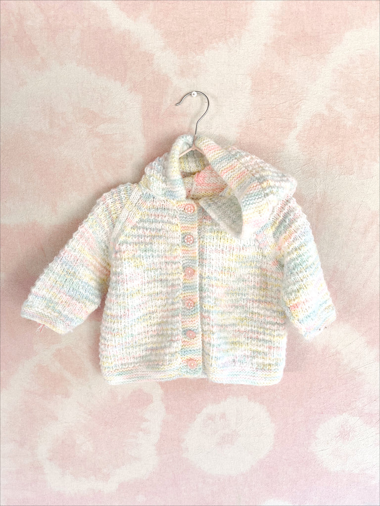 PASTEL HOODED CARDIGAN KNIT - MULTI - 6 - 12 MONTHS