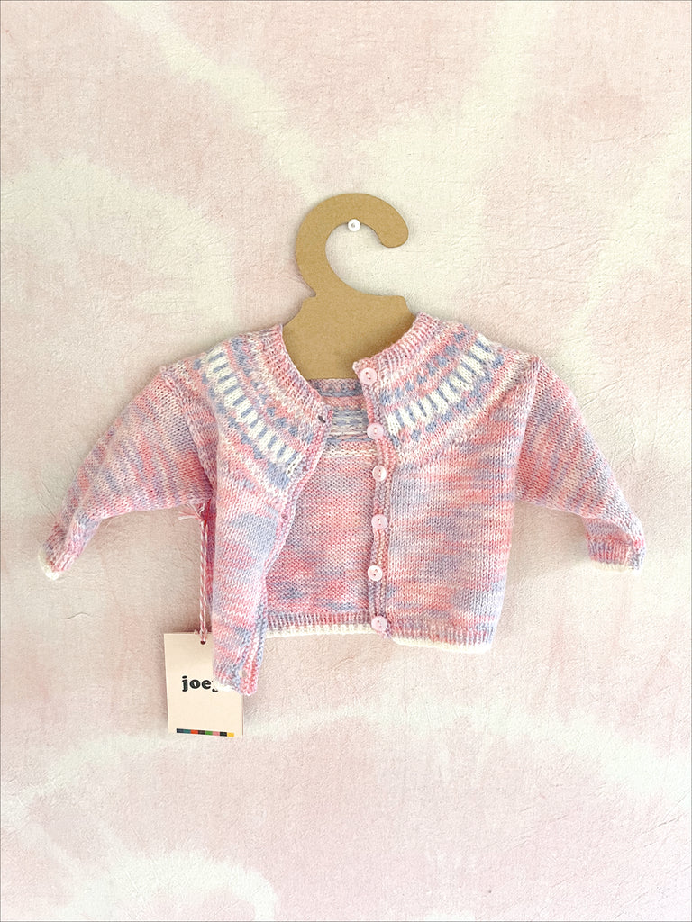 SWEETEST PINK NANA KNIT CARDIGAN - PINK PASTELS - 6 MONTHS