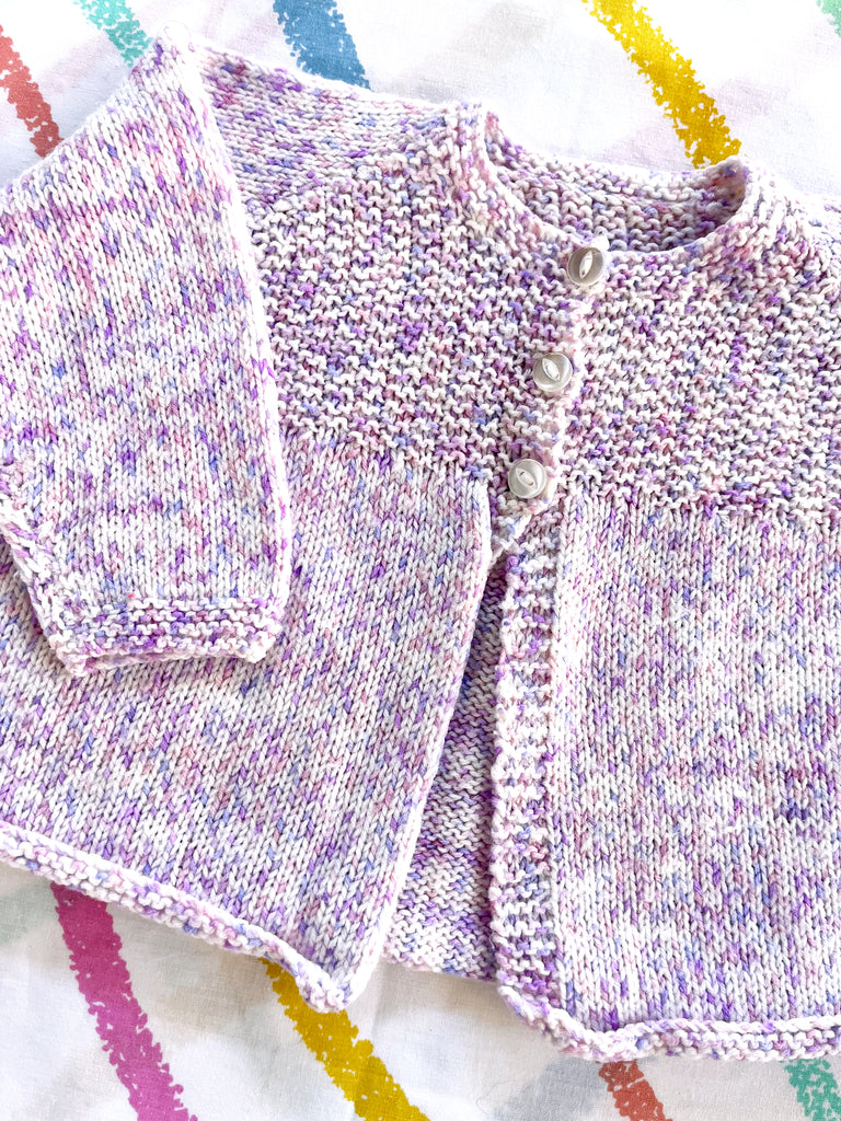 NANA KNIT CARDIGAN - PURPLE SPRINKLES - 6-12 MONTHS