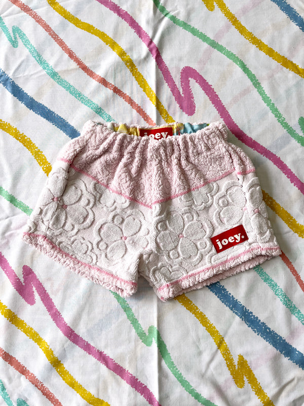 JOEY VINTAGE TOWEL SHORTS - YEAH BABY PINK - 3-4 YEARS