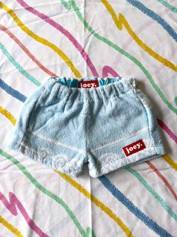 JOEY VINTAGE TOWEL SHORTS - PALE BLUE - 3-4 YEARS