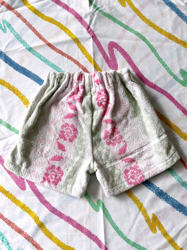 JOEY VINTAGE TOWEL SHORTS - PINK GREEN DREAM - 4-5 YEARS