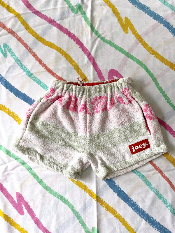 JOEY VINTAGE TOWEL SHORTS - PINK GREEN DREAM - 3-4 YEARS
