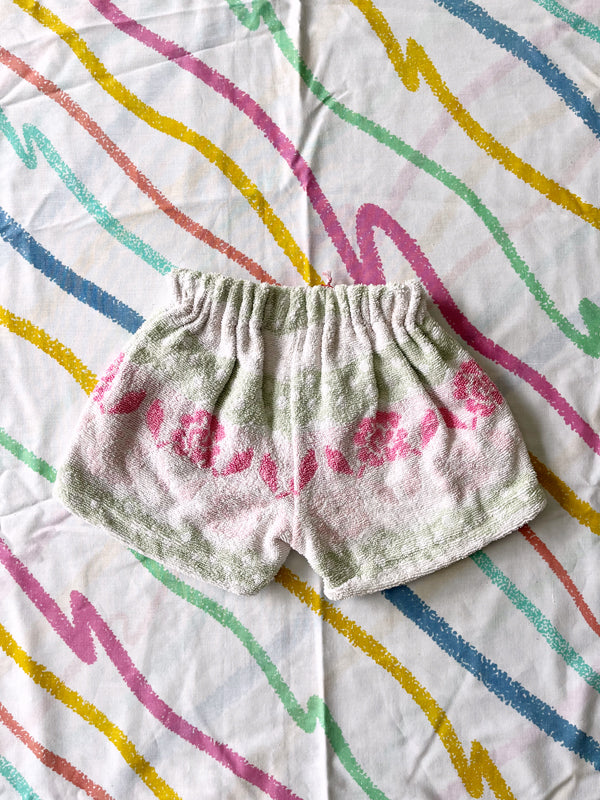 JOEY VINTAGE TOWEL SHORTS - PINK GREEN DREAM - 3-4 YEARS