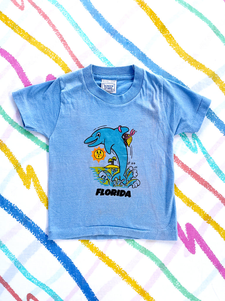 DOLPHIN FLORIDA SOUVENIR TEE - SKY BLUE - 1-2 YEARS