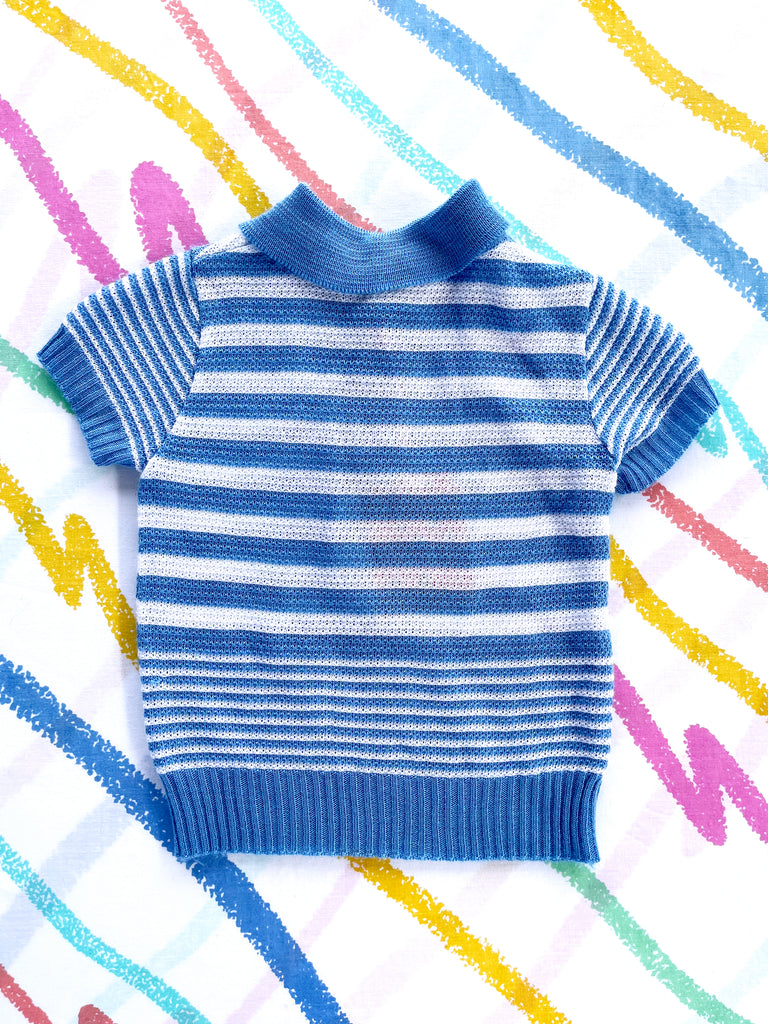 70s STRIPE POLO - BLUE - 1-2 YEARS