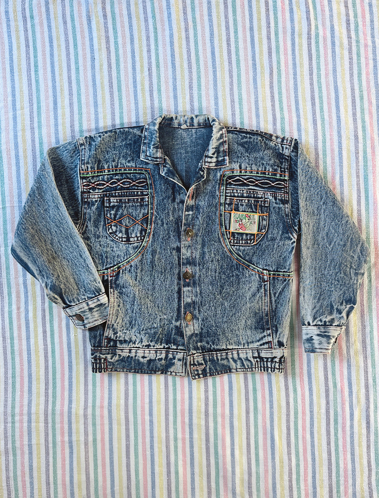 VINTAGE G.M. JEANS ACID WASH JACKET - 8 YEARS