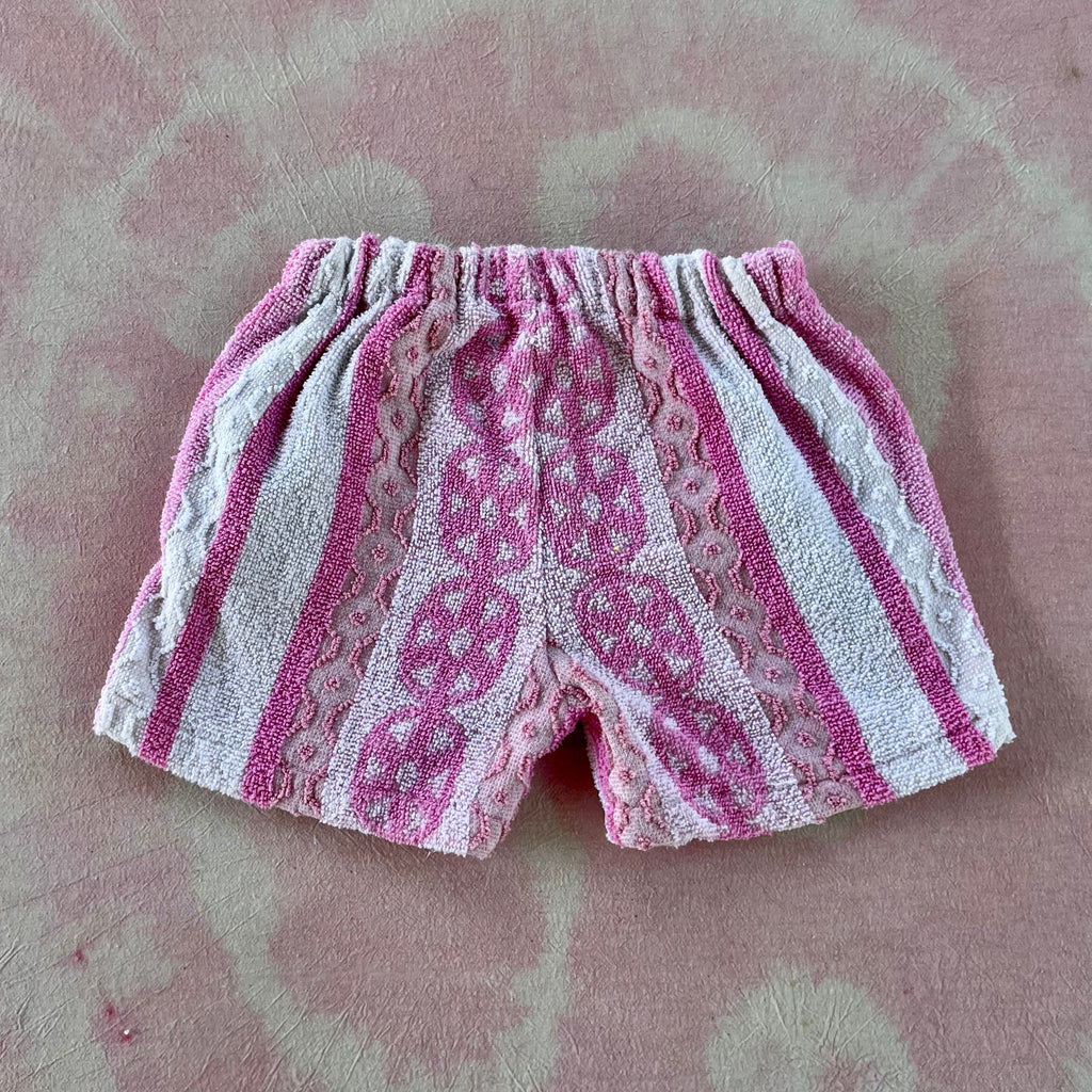 JOEY VINTAGE TOWEL SHORTS - PASTEL PINK CANDY STRIPES - 4-5 YEARS