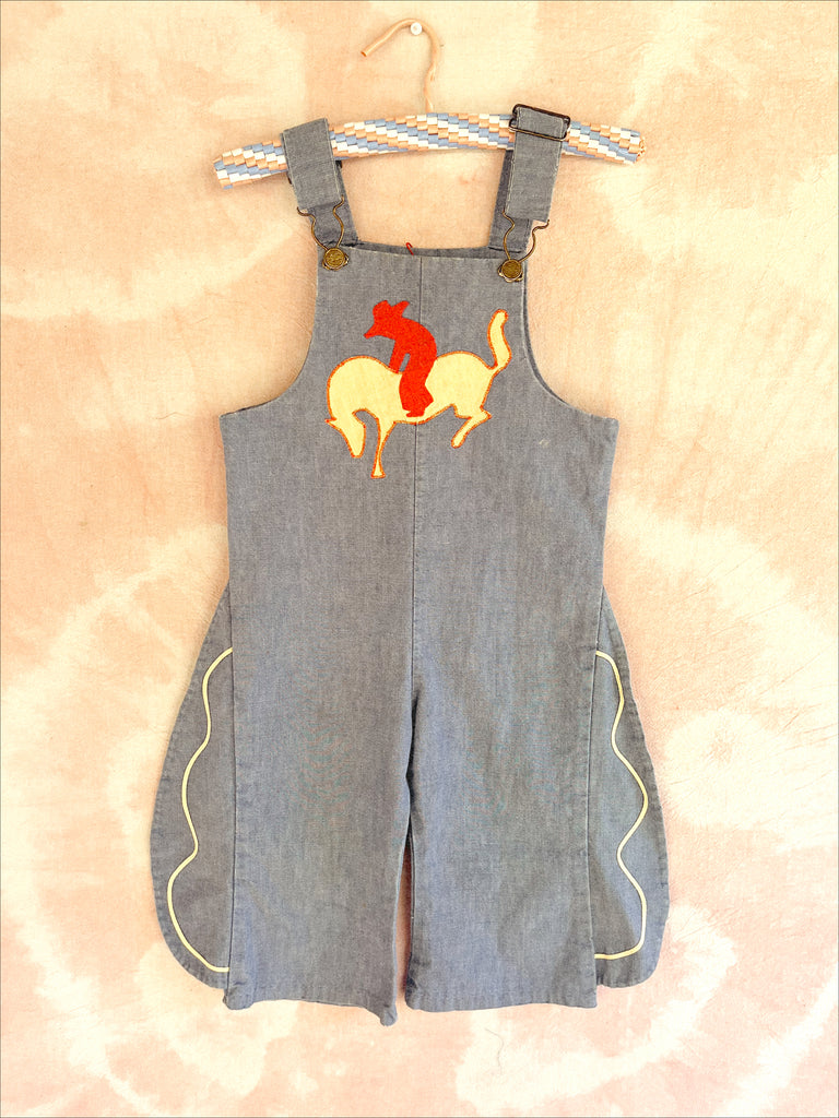 VINTAGE COWBOY FLARE OVERALLS - LIGHT WASH DENIM - 3 YEARS