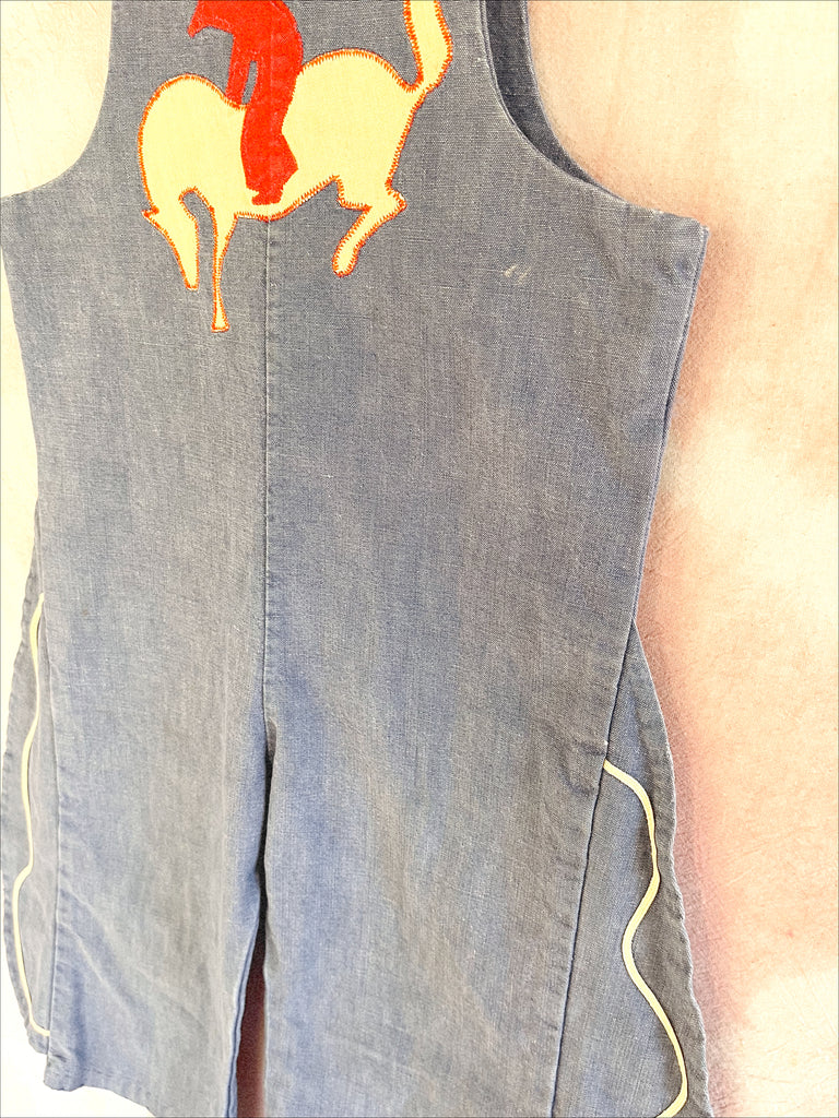 VINTAGE COWBOY FLARE OVERALLS - LIGHT WASH DENIM - 3 YEARS
