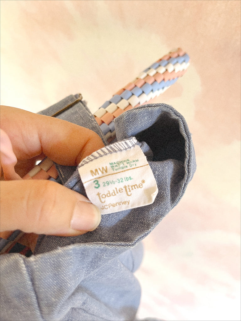 VINTAGE COWBOY FLARE OVERALLS - LIGHT WASH DENIM - 3 YEARS