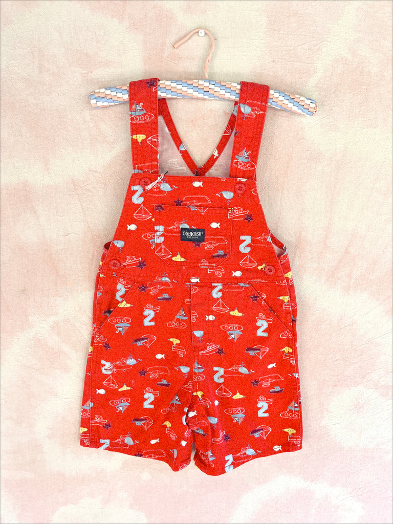 OSHKOSH SHORTY OVERALLS - RED BOAT PRINT - 3 YEARS