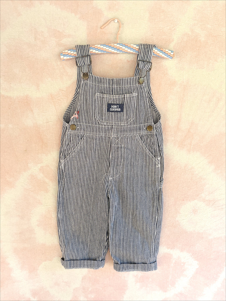 NWT CERTIFIED OVERALLS - NAVY STRIPE - 2-3 YEARS