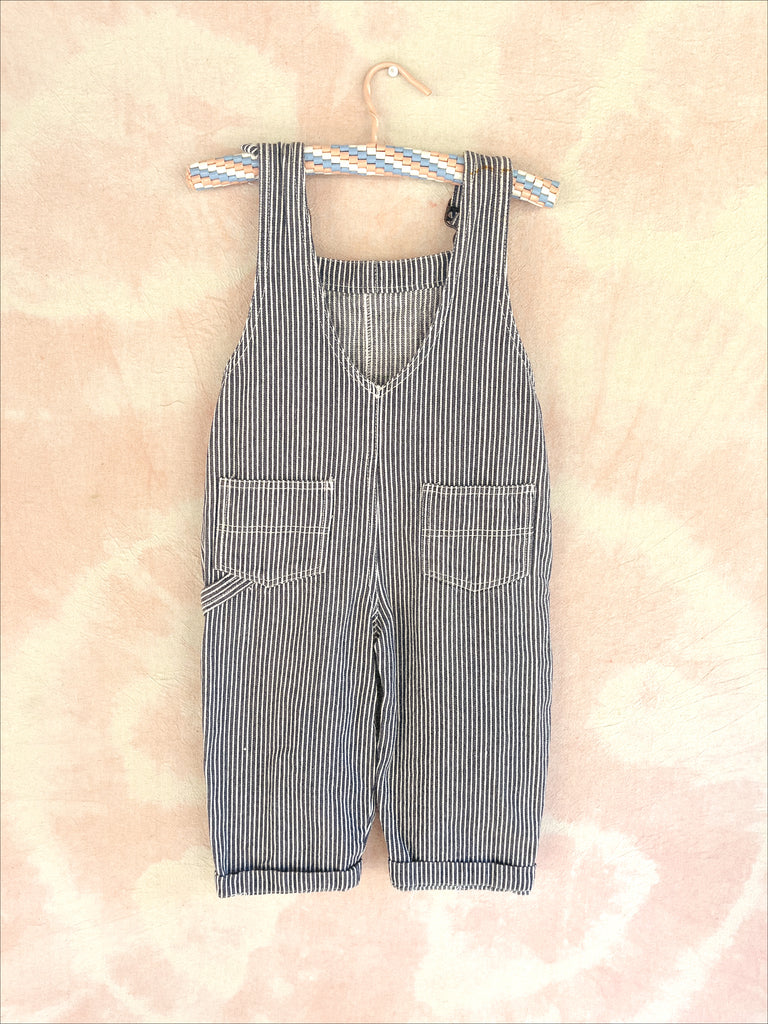 NWT CERTIFIED OVERALLS - NAVY STRIPE - 2-3 YEARS