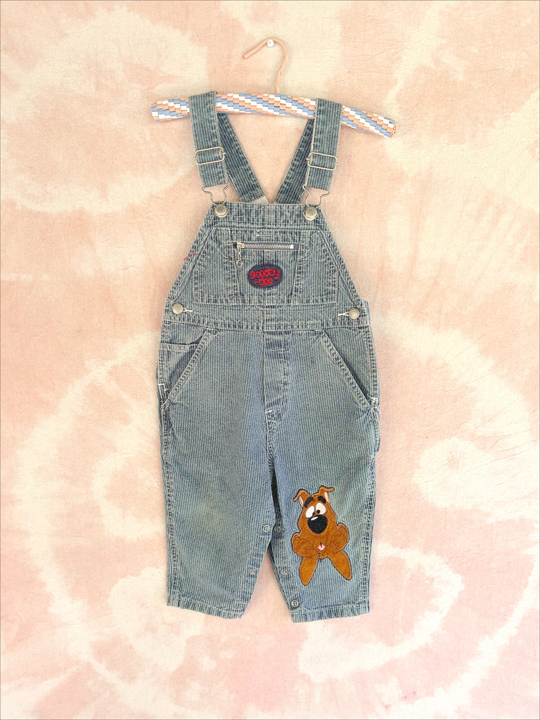VINTAGE SCOOBY OVERALLS - BLUE STRIPE - 2-3 YEARS