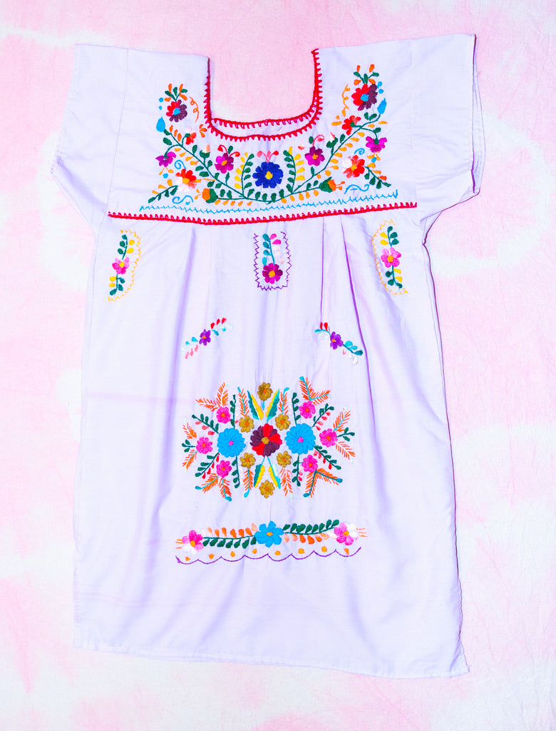 kids unique sustainable clothing, girls vintage dress, lilac mexi dress
