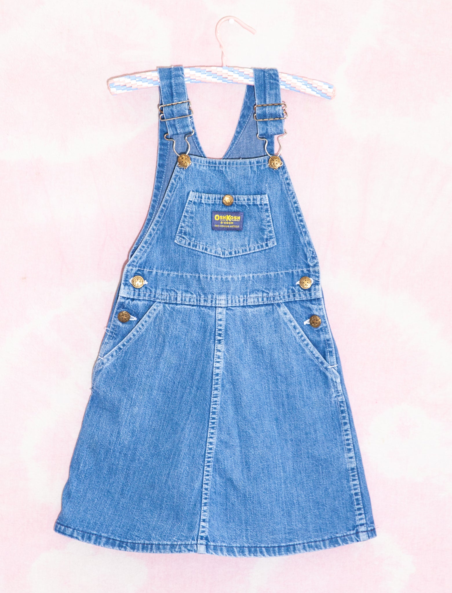OSHKOSH PINAFORE DRESS - MID WASH DENIM - 4-5 YEARS