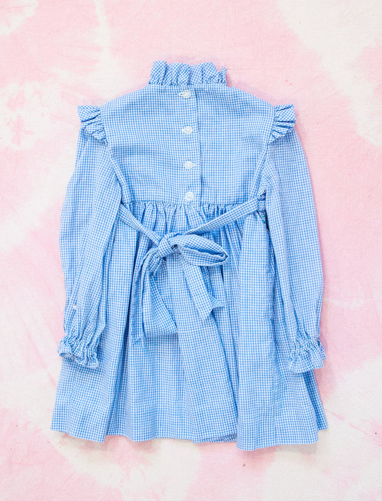 joey rainbow kids vintage blue check prairie dress