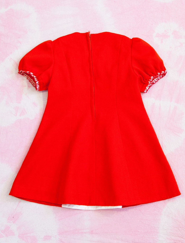 MRS CLAUS DRESS - TANGERINE RED - 4-5 YEARS