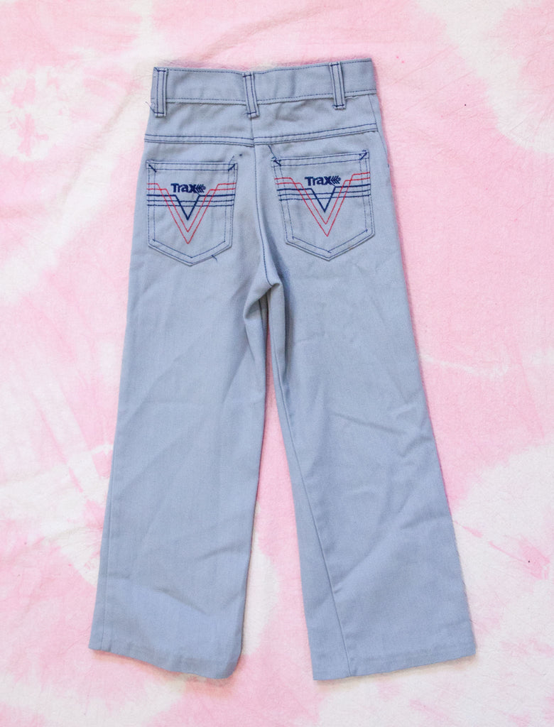 back view 70s Trax Grey skater Flares