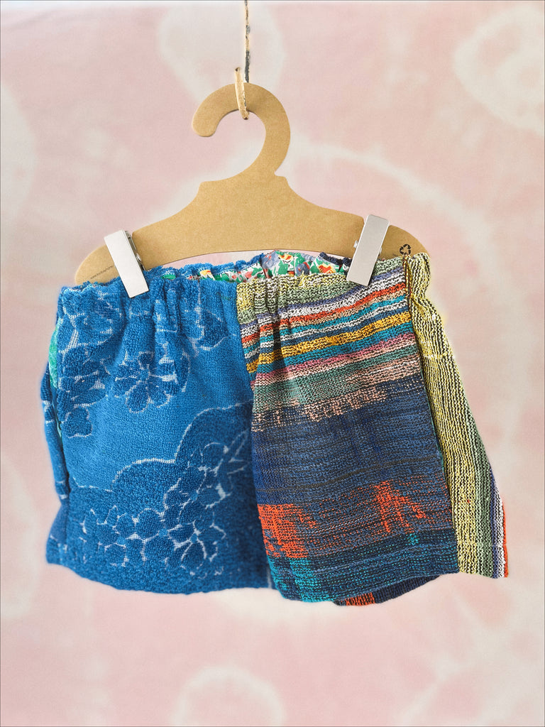 JOEY VINTAGE TOWEL SHORTS - BLUE 90's MULTI  - 4-5 YEARS