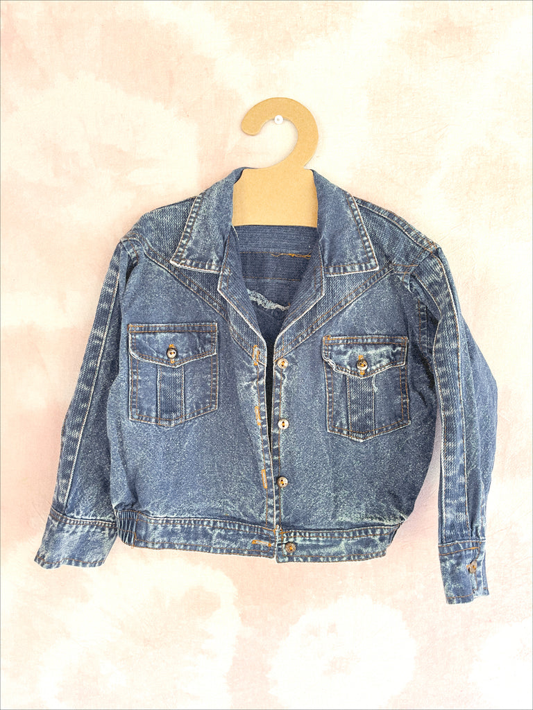 VINTAGE DENIM JACKET - BIKER JACKET  - 2 - 3 YEARS