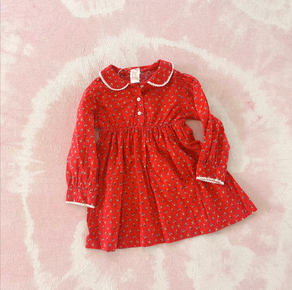 RED GARDEN PARTY DRESS - CHERRY COLA - 2-3 YEARS
