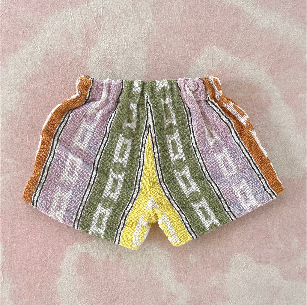 JOEY VINTAGE TOWEL SHORTS - Licorice Stripes  - 3-4 YEARS