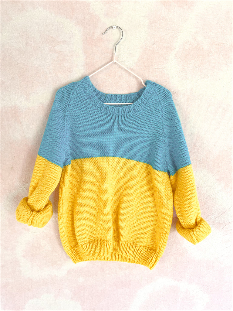 DUO COLOUR KNIT -  BLUE/YELLOW  - 4-5 YEARS