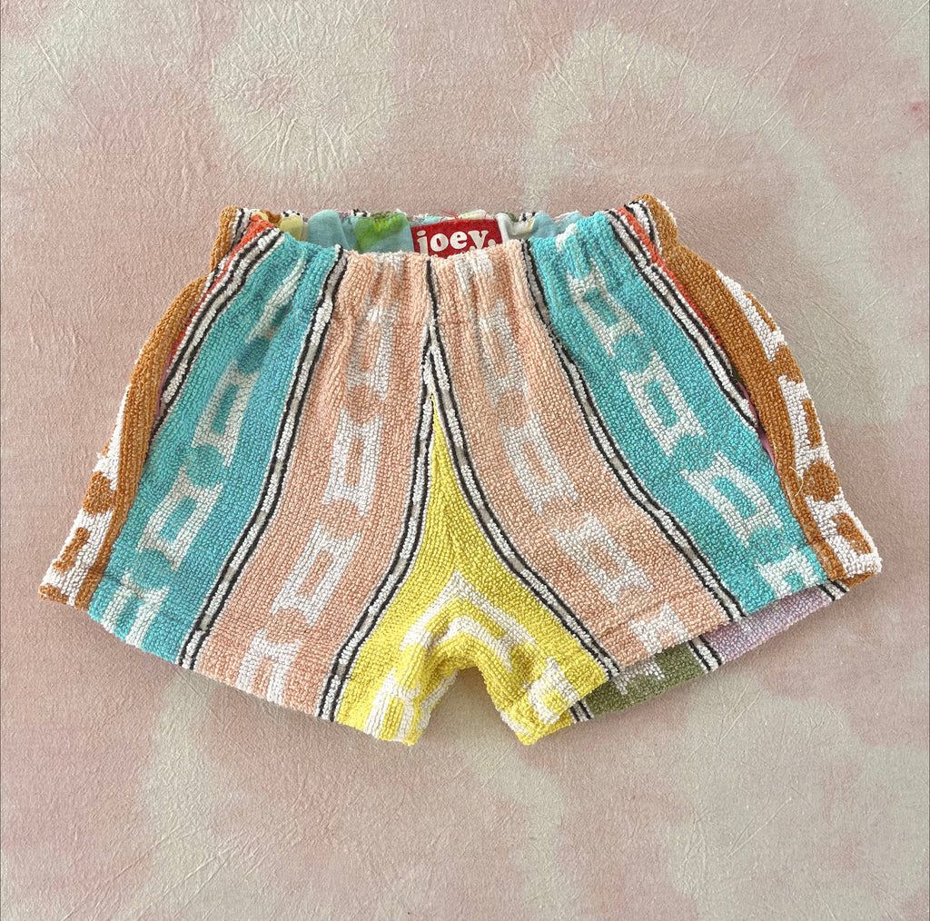 JOEY VINTAGE TOWEL SHORTS - Licorice Stripes  - 3-4 YEARS
