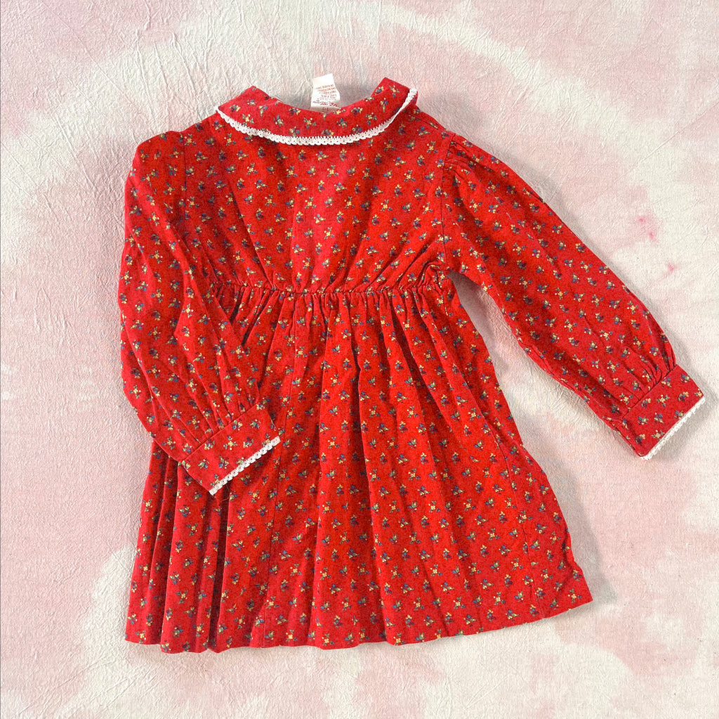 RED GARDEN PARTY DRESS - CHERRY COLA - 2-3 YEARS