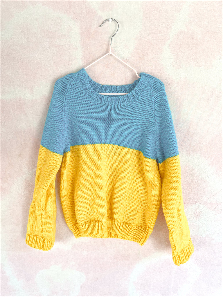 DUO COLOUR KNIT -  BLUE/YELLOW  - 4-5 YEARS