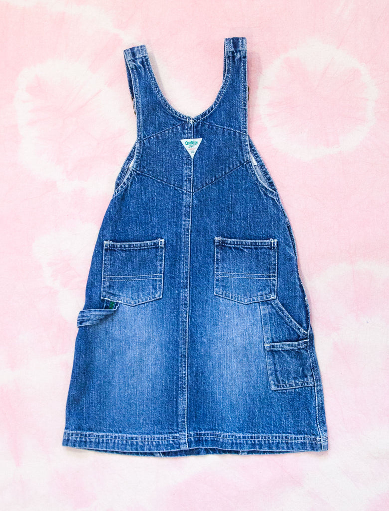 OSH KOSH DENIM PINAFORE - BLUEJEAN - 5-6 YEARS