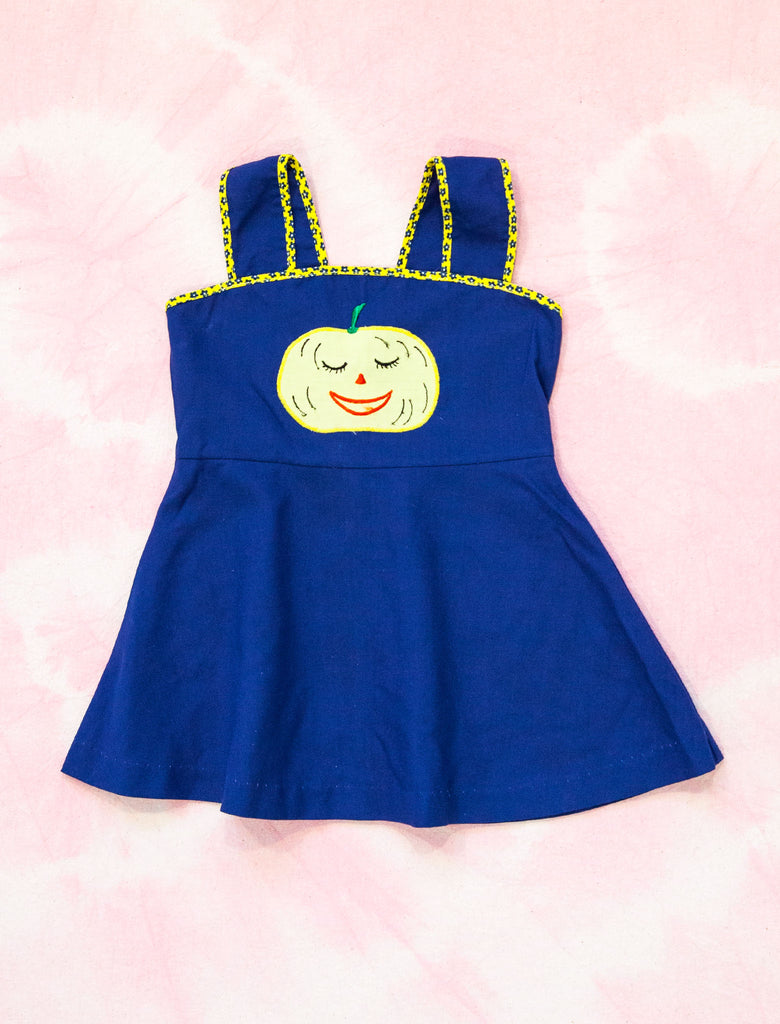 joey rainbow kids 60s vintage dress with pumpkin appliqué 