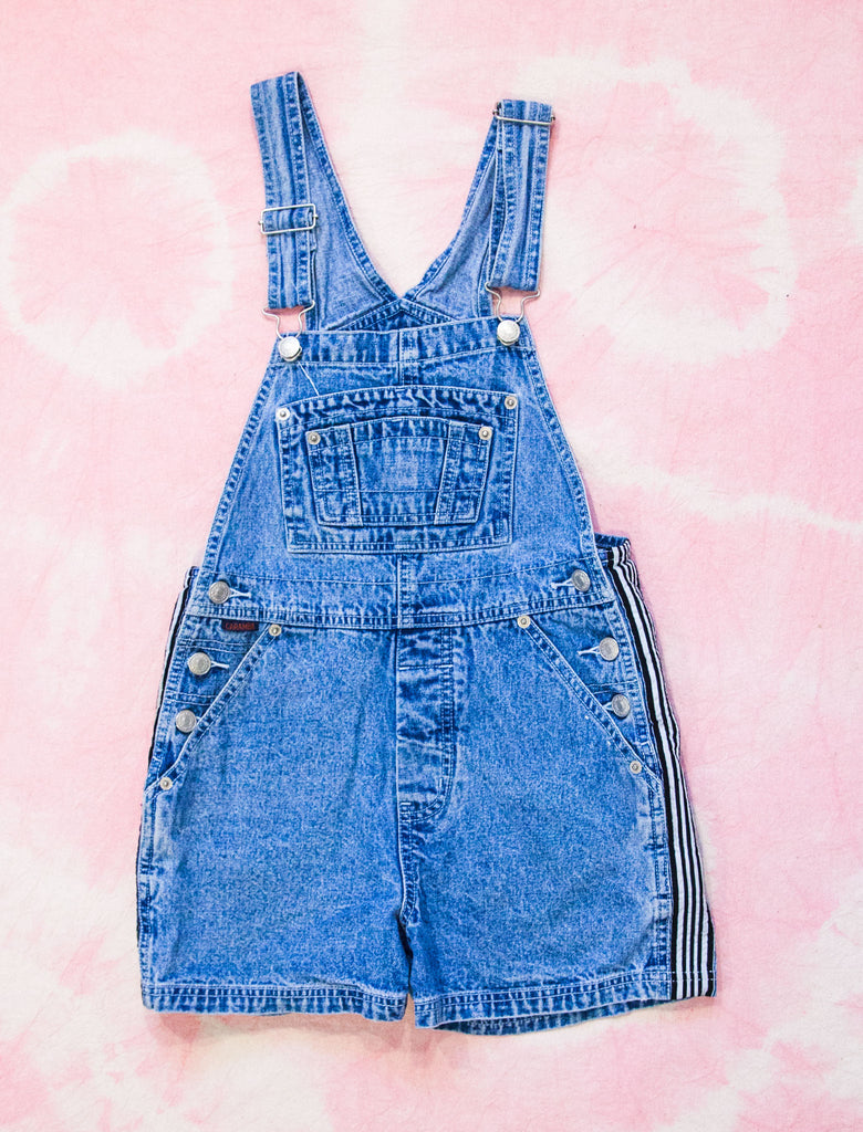 joey rainbow vintage 90s denim shortall overalls