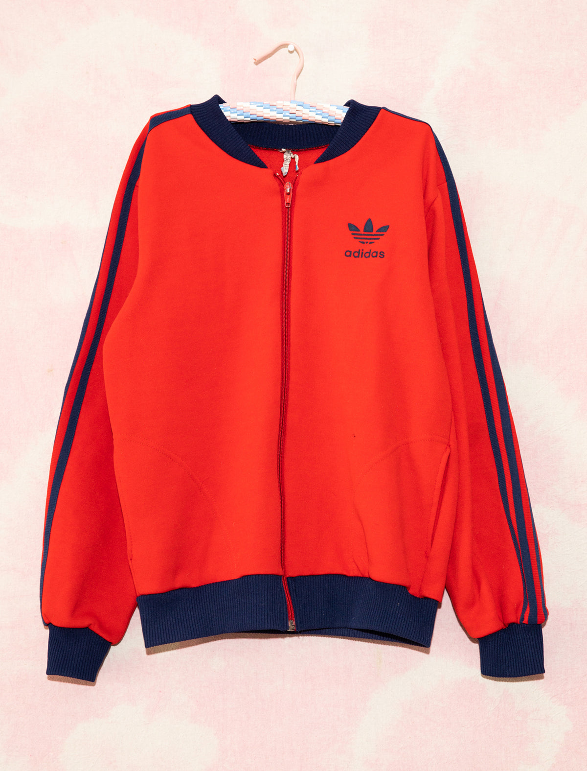 70S ADIDAS TRACK JACKET RED/NAVY 12-14 YEARS