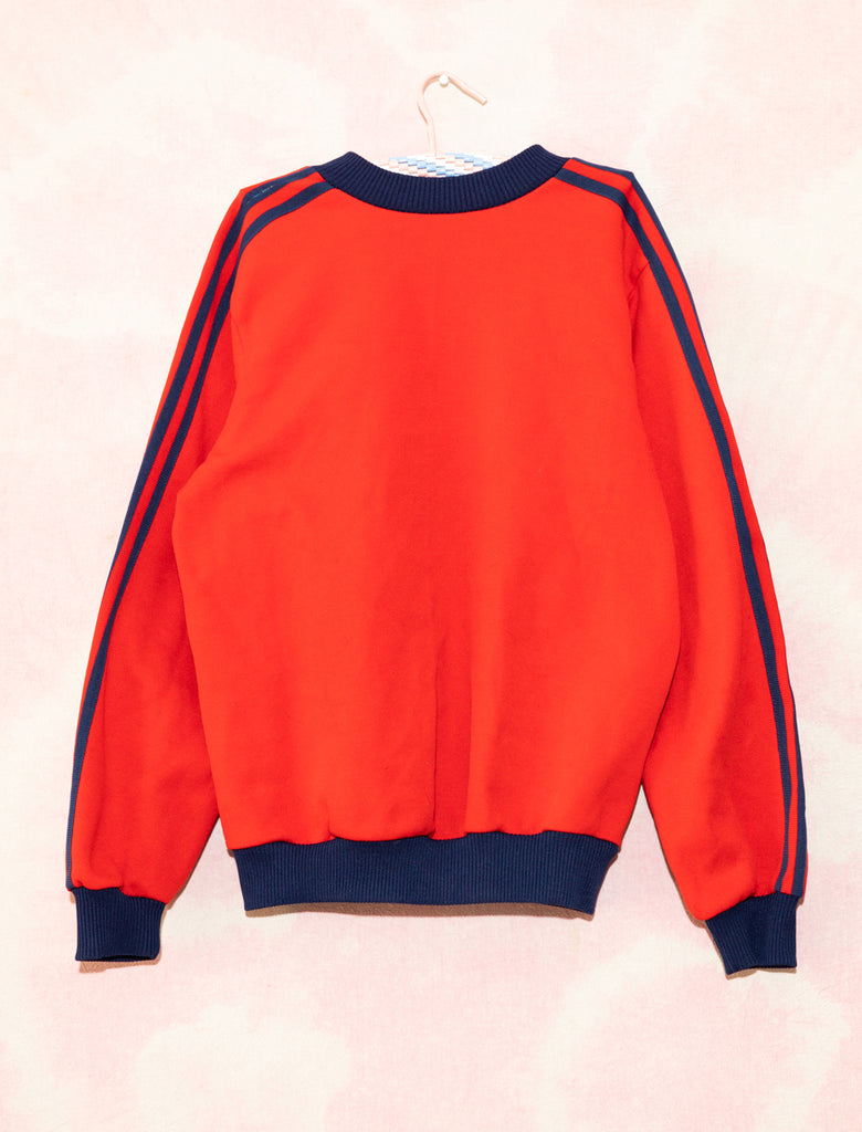 70S ADIDAS TRACK JACKET - RED/NAVY - 12-14 YEARS