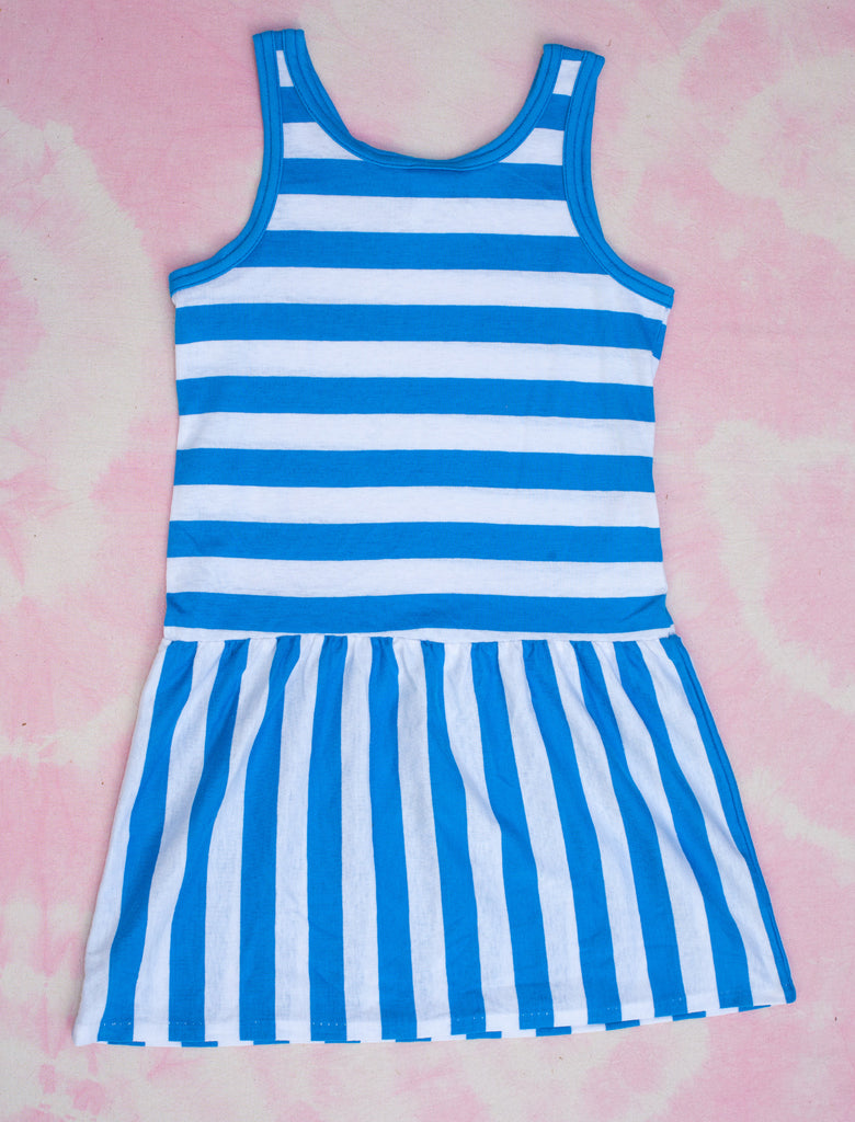 DROP WAIST DRESS - SKY STRIPE - 10-12 YEARS