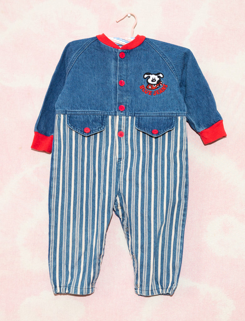 BLUE JEANS COVERALLS - DENIM/RED - 2 YEARS