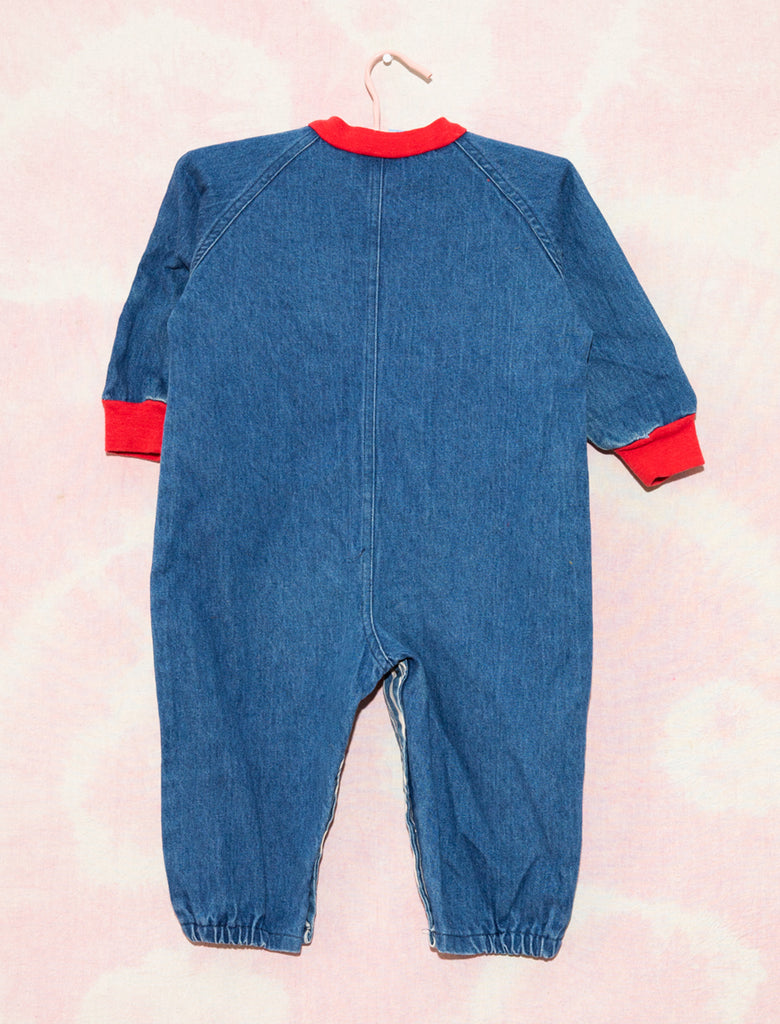 BLUE JEANS COVERALLS - DENIM/RED - 2 YEARS