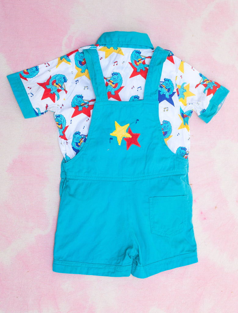 joey rainbow kids vintage oshkosh overalls  short