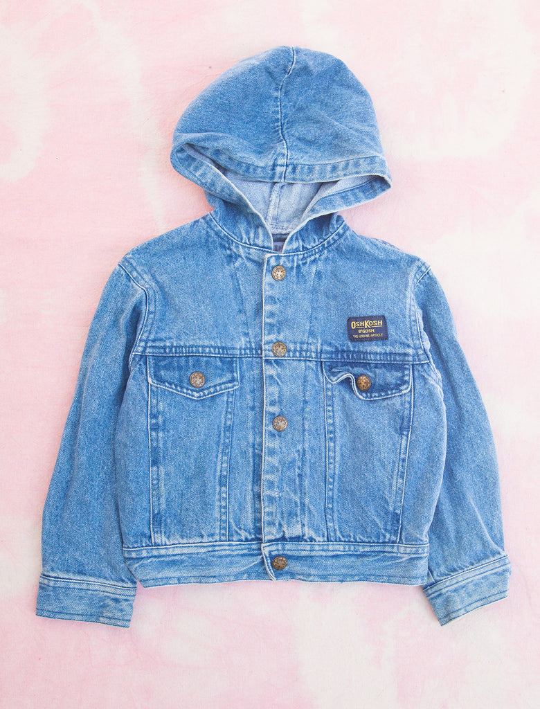 joey rainbow kids vintage Oshkosh hooded denim jacket